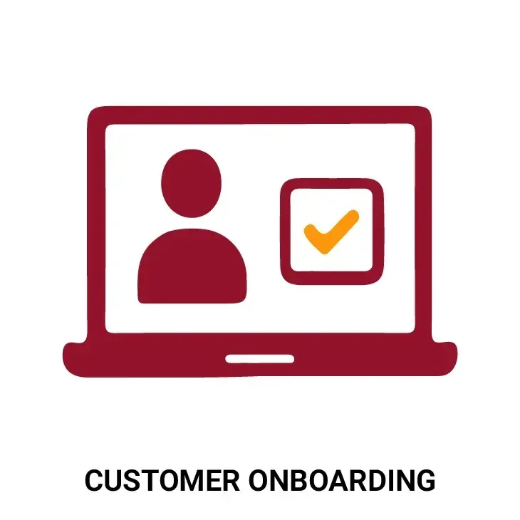 Laptop screen with silhouette user profile and checked box, labeled