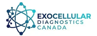 Logo for Exocellular Diagnostics Canada with teal and navy molecular icon.